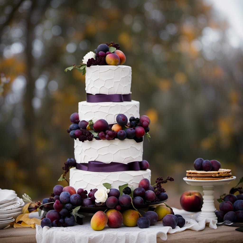 Plum & Fig Three Tiered Wedding Cake