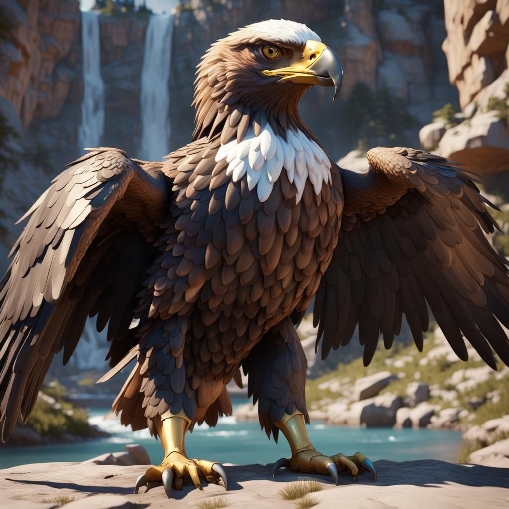 Golden Eagle in Melting Reality: Digital Art