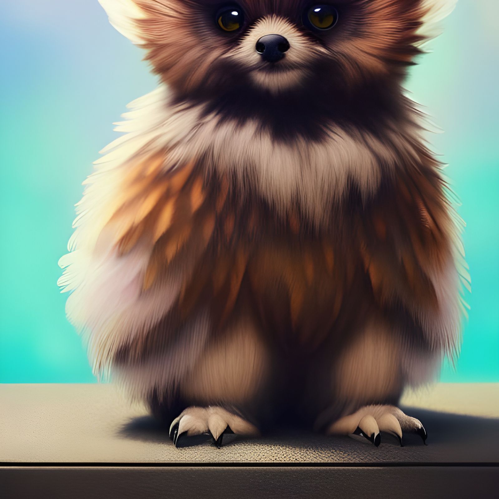 Adorable Puppy-Owl Hybrid in Hyperrealistic 3D Render