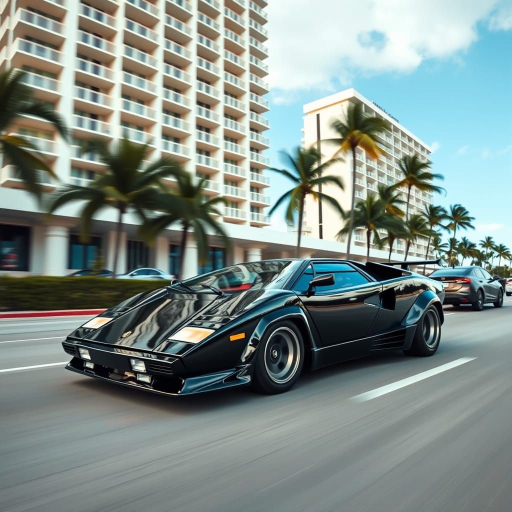 Lamborghini Countach at Miami Beach Hotel