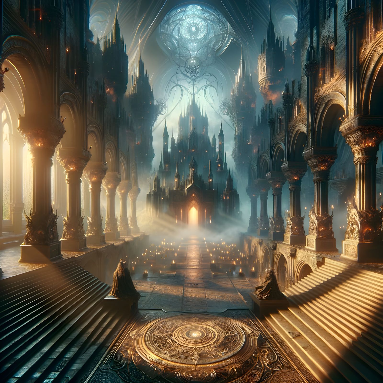 Epic Dark Fantasy Medieval Setting with Magic and Volumetric...