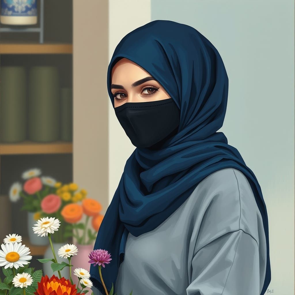 Portrait of Hijabi Florist in Flower Shop
