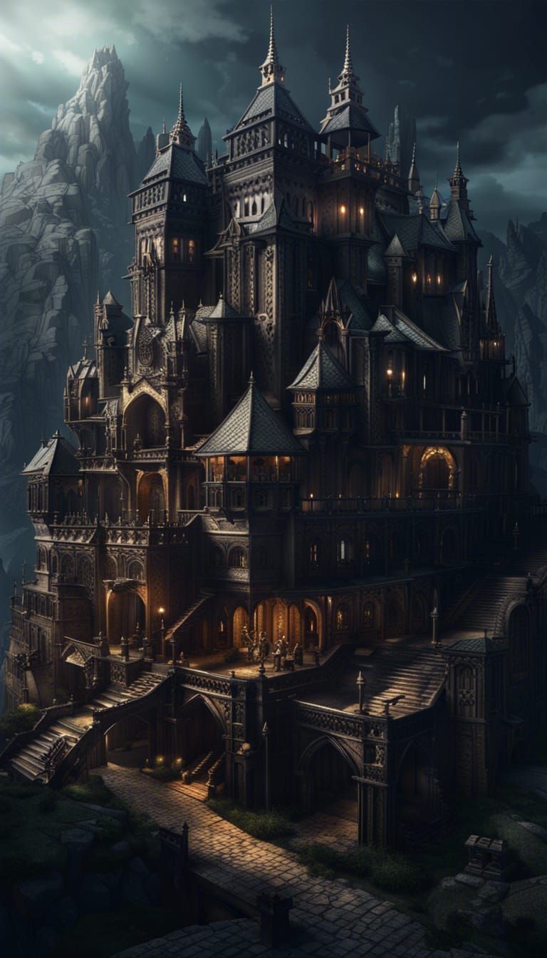 Opulent Gothic Palace Overlooking Slum City