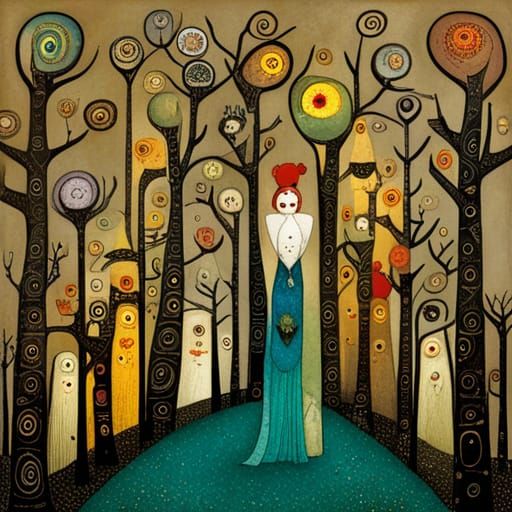 Surreal Illustration with Gold Leaf Accents