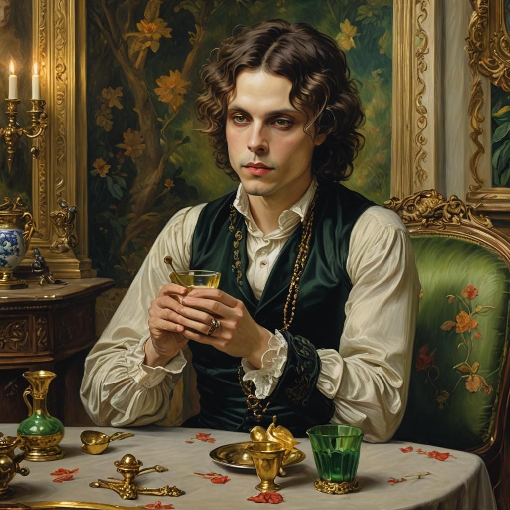 Victorian Drawing Room Drink in Academic Style