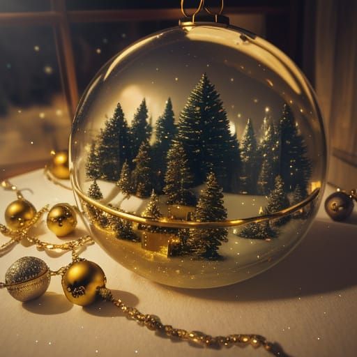 Cozy Christmas Tree with Ornaments: Whimsical Concept Art