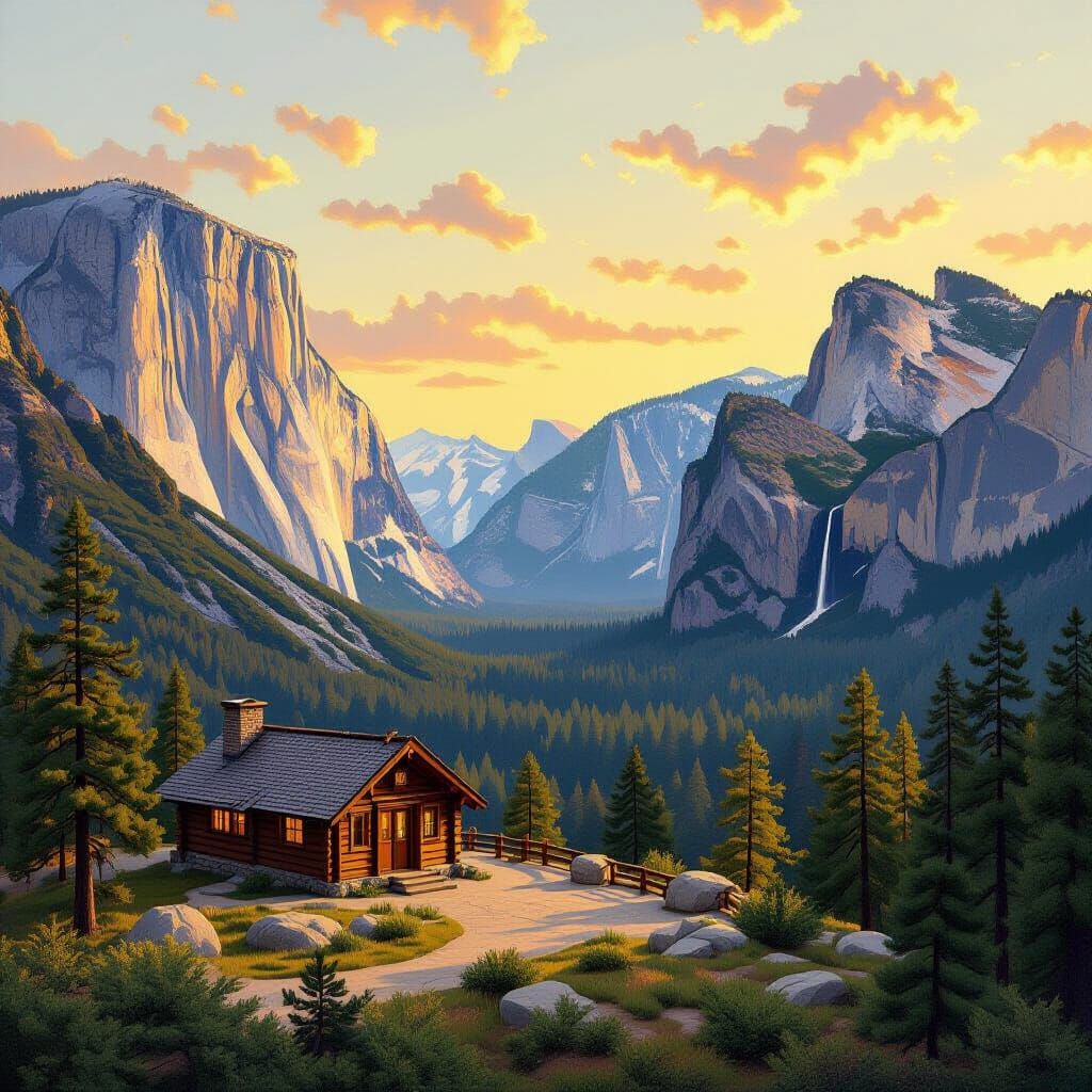 Yosemite's Glacier Point Hut: A Bierstadt-Inspired Vista