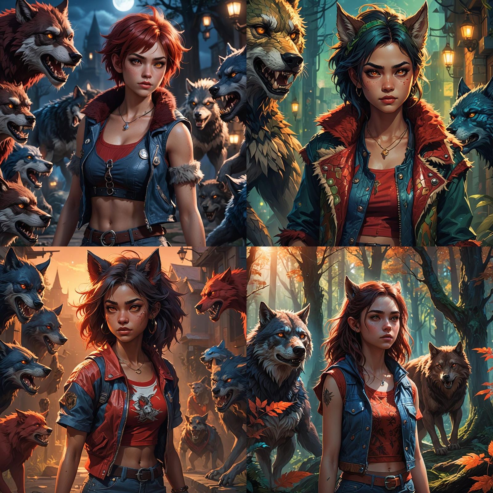Teenage Half Werewolf Girl in Detailed Fantasy Art