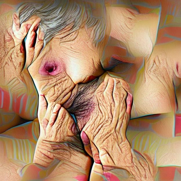 Stylized Portrait of Elderly Woman in Klimt Style
