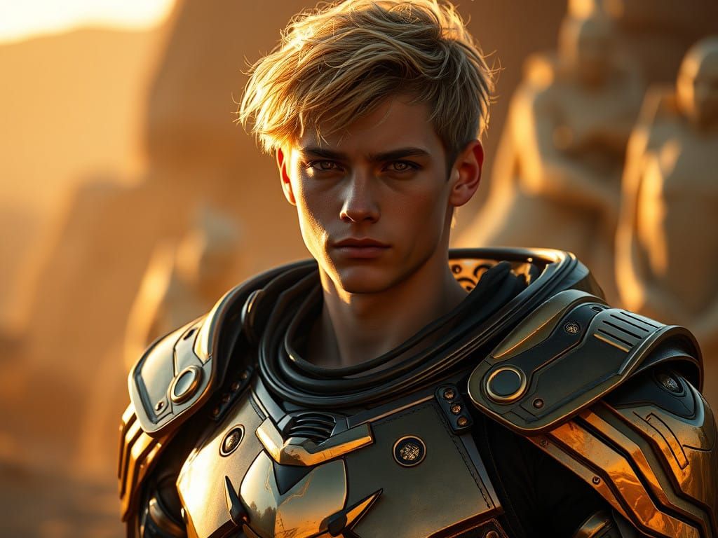 Chiseled Hero in Futuristic Armor
