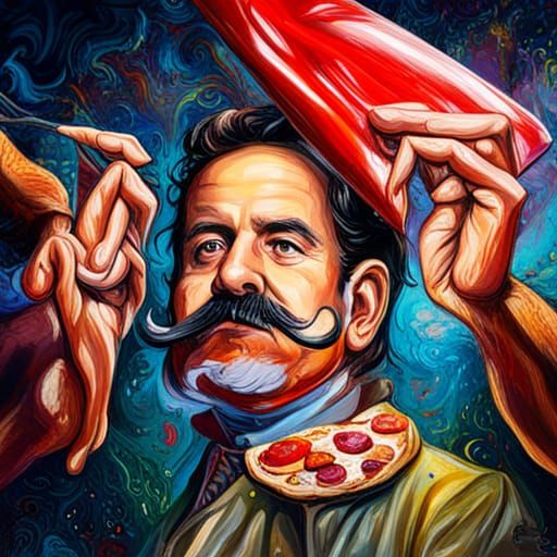 Mustache Pizza in Graffiti Splash Art Style