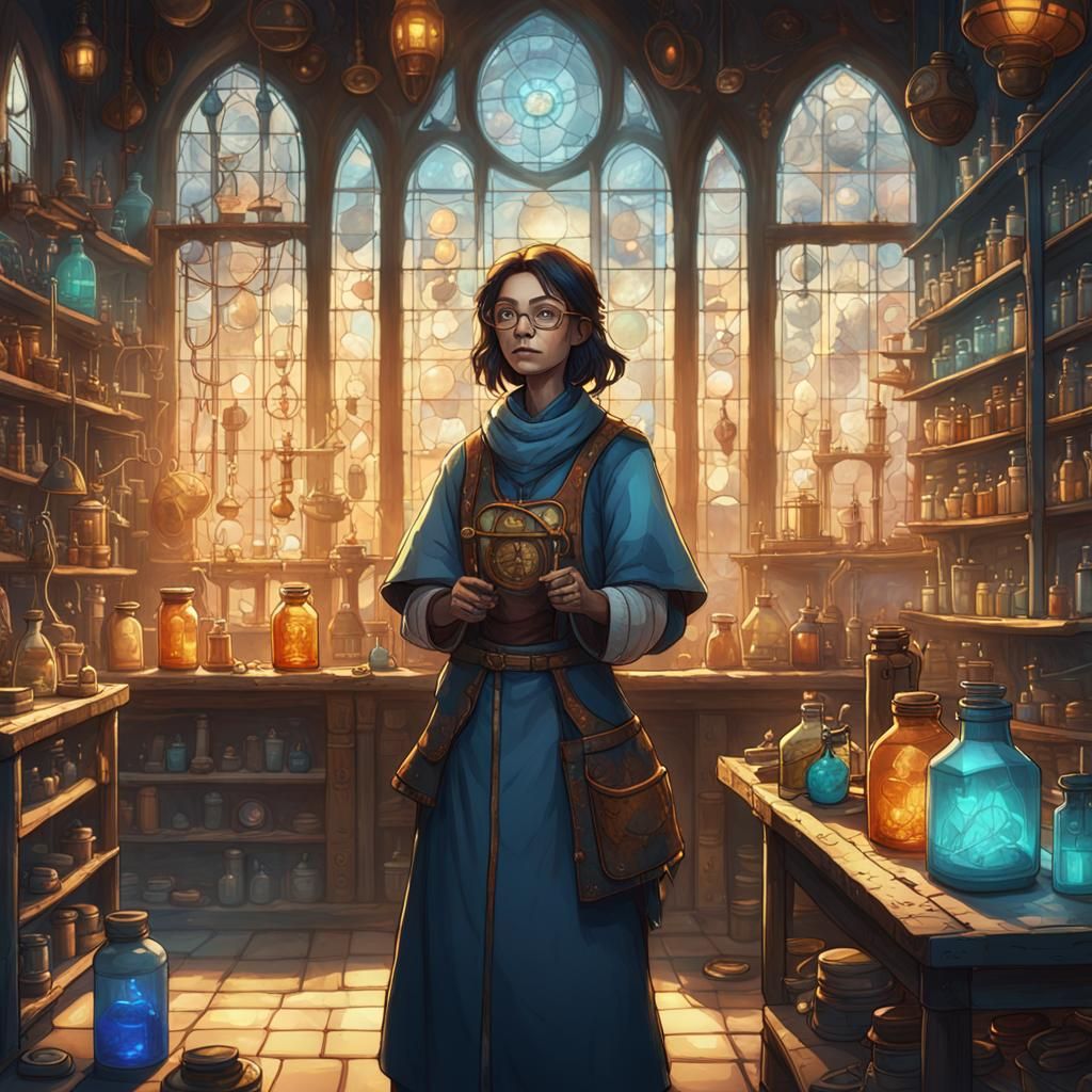 Alchemist in Laboratory: Fantasy Concept Art