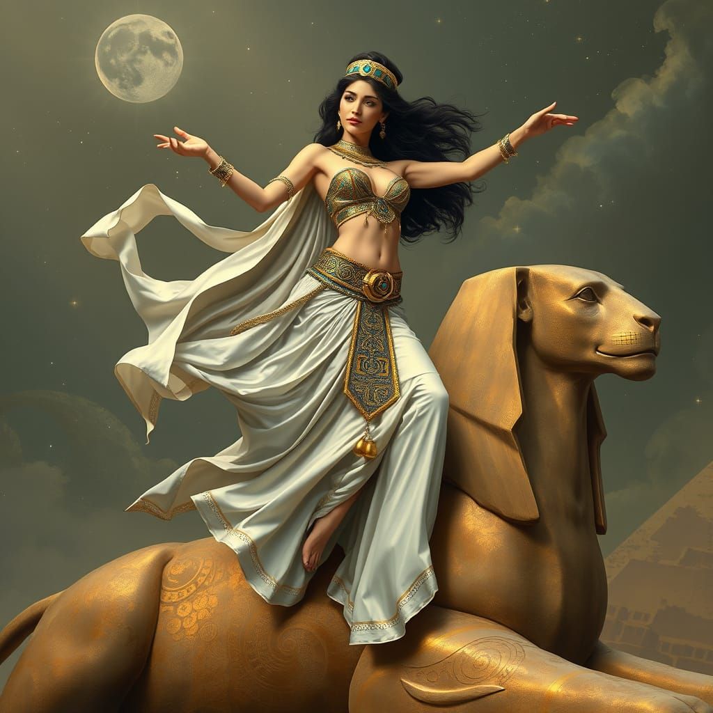 Egyptian Princess in a Dazzling Belly Dancer's Costume, Art ...