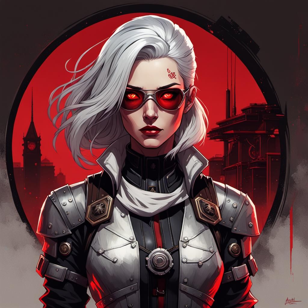 Cyborg Assassin in Steampunk Dieselpunk Style