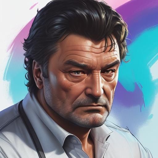 Hyperrealistic Detective Columbo Splash Art Portrait