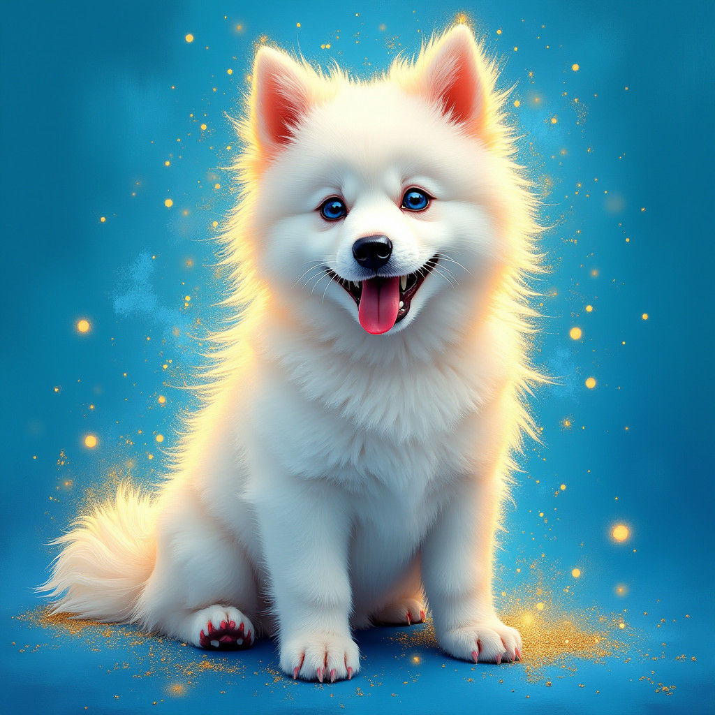 Radiant Samoyed in Digital Magical Realism