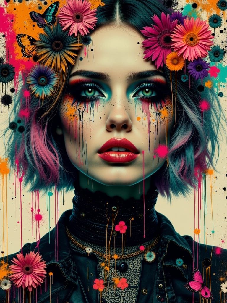 Gothic Abstract Portrait of a Melancholic Woman