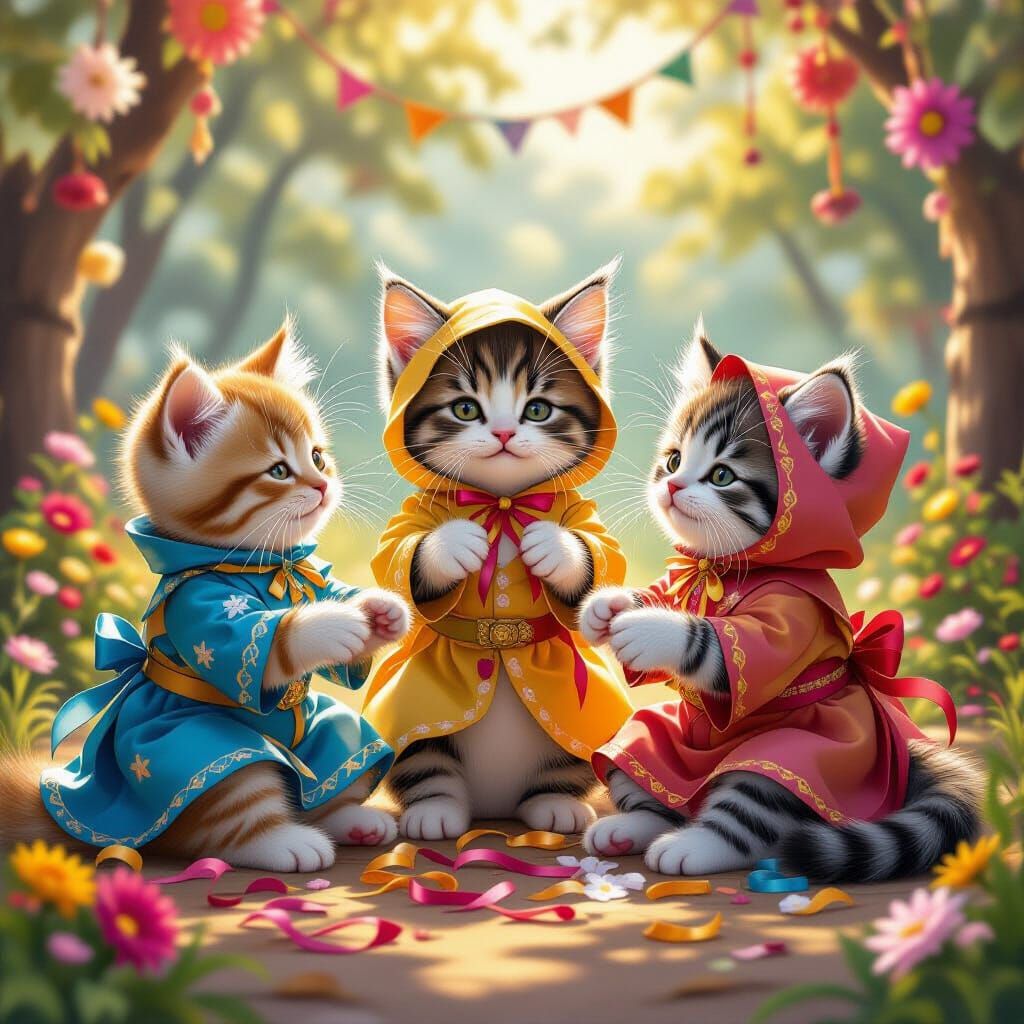 Kittens Celebrate at a Colorful Festival