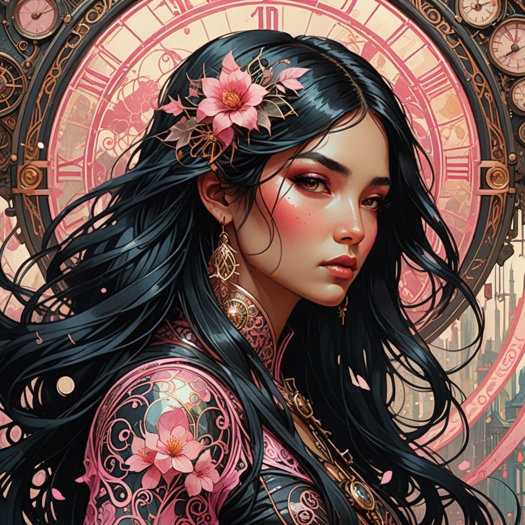 Steampunk Beauty in Alphonse Mucha Style