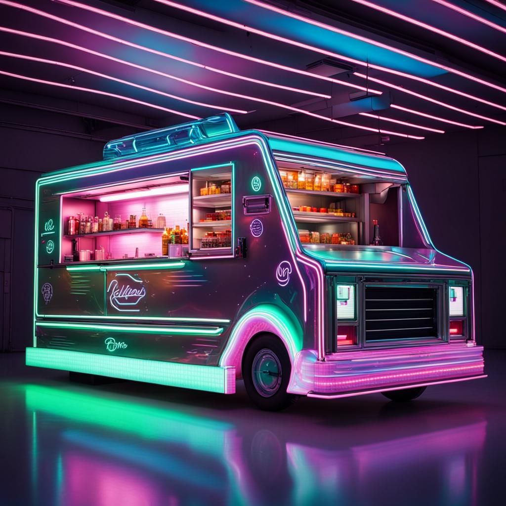 Futuristic Holographic Food Truck Design