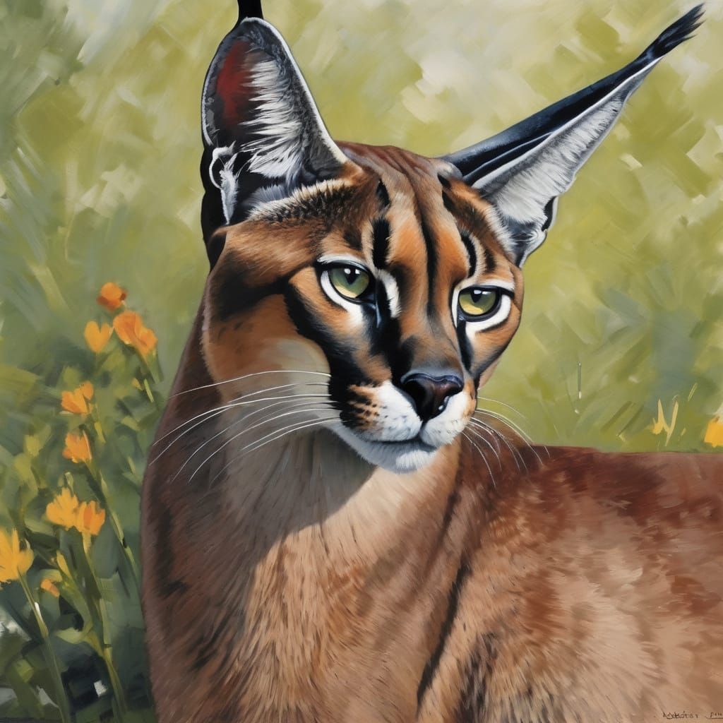 a painting of a caracal