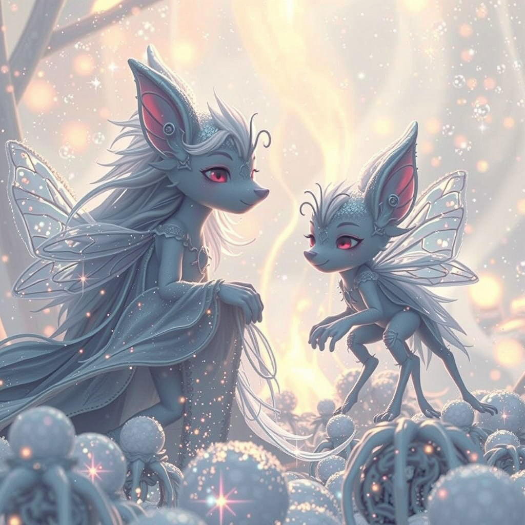 Mystical Firefly in a Whimsical Snowglobe Scene, in Cyberpun...