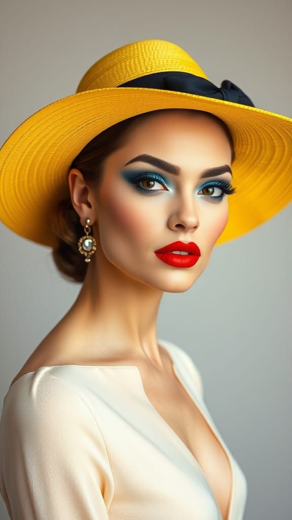 Regal Woman in Sunshine Yellow Hat