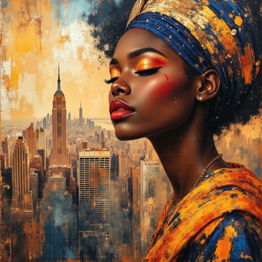 African Queens Collage: Ancient to Modern, Pyramids to NYC