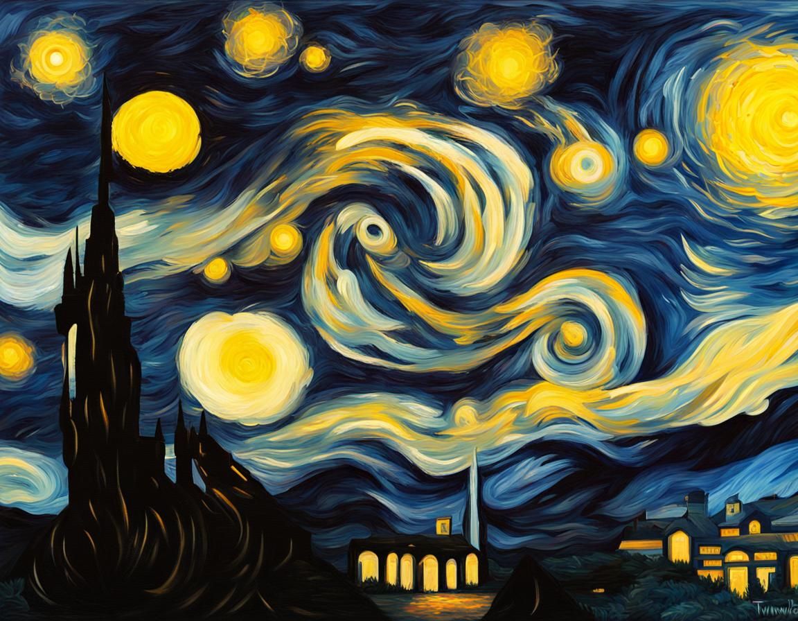 TwinkleTwinkle, acrylic painting of a starry night sky, with a big yellow star and the words "Twinkle twinkle little sta...