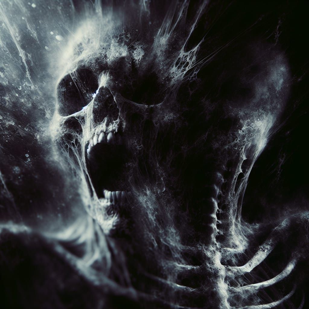 Horrifying Distorted Face Screaming in Surreal Nightmare