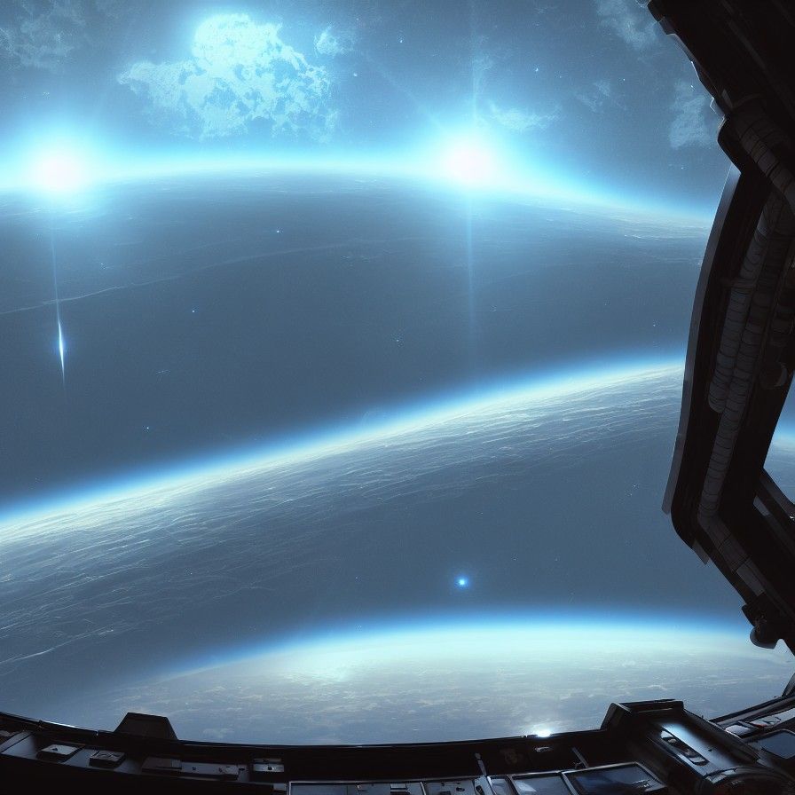 Spaceship Observation Deck Over Alien Planetscape