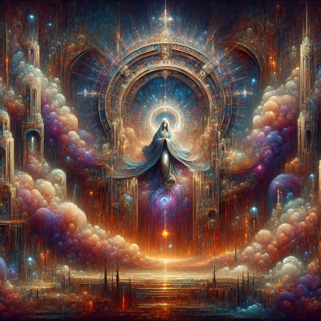 Gate of Heaven: Symbolic Matte Painting of Holy Mary