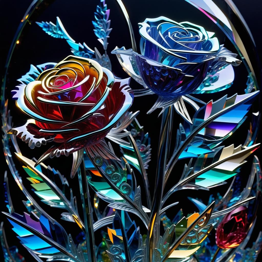 Crystal Roses and Mockingbirds in Impressionistic Style