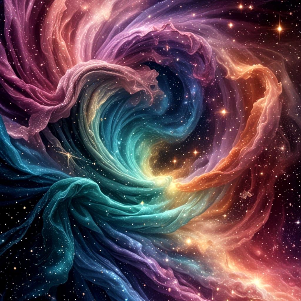 Celestial Silk Galaxy in Hyperrealistic Style