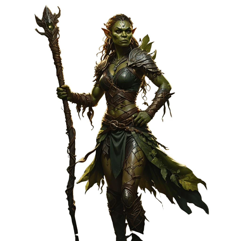 Exotic Orc Druidess with Nature Magic