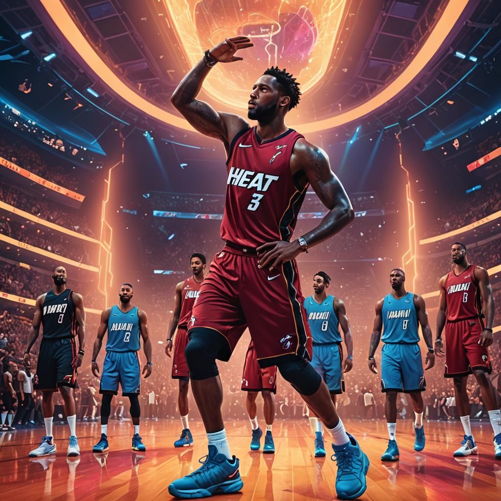 Miami Heat in Futuristic Arena: Digital Art
