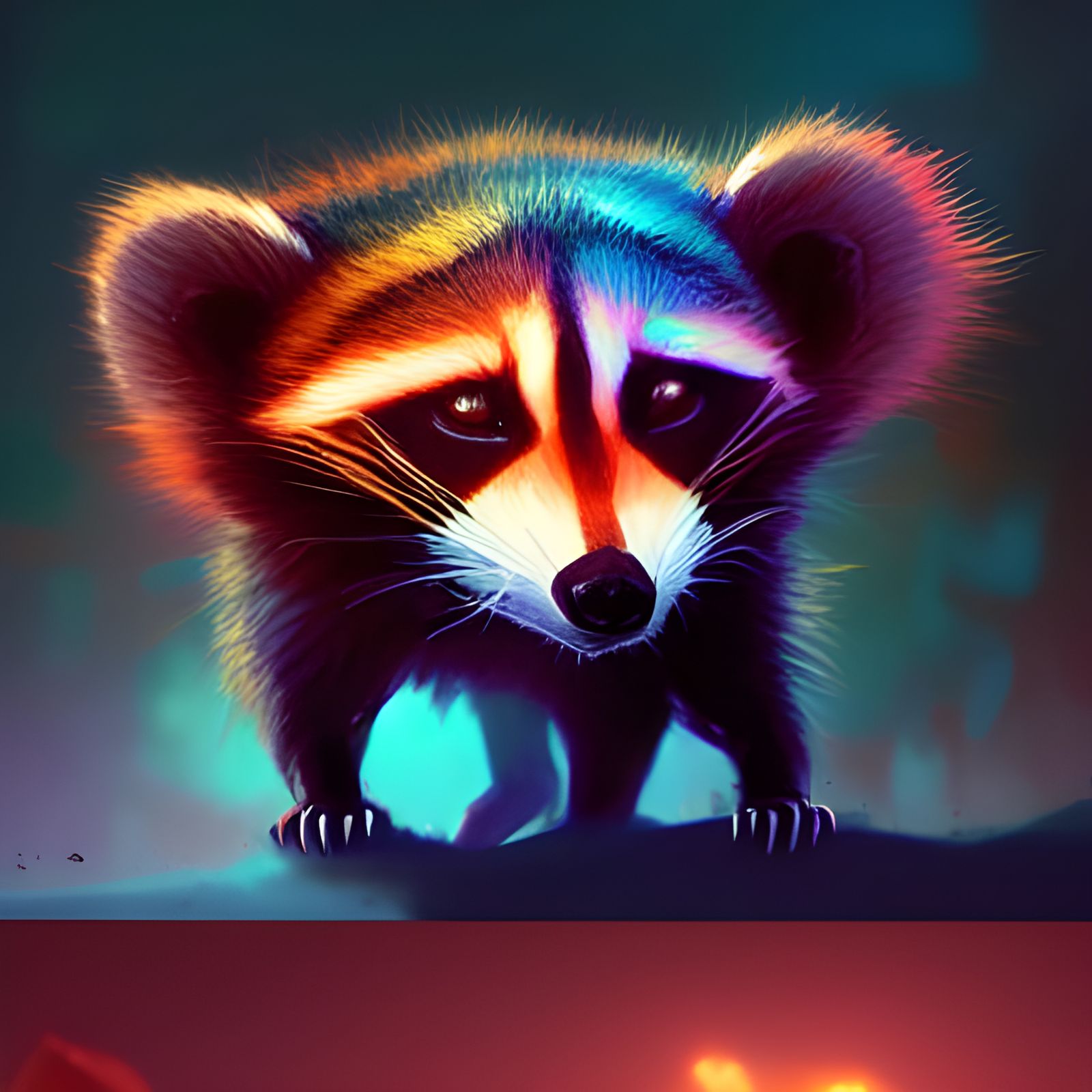 Colorful little raccoon 8k resolution concept art hyperdetai...