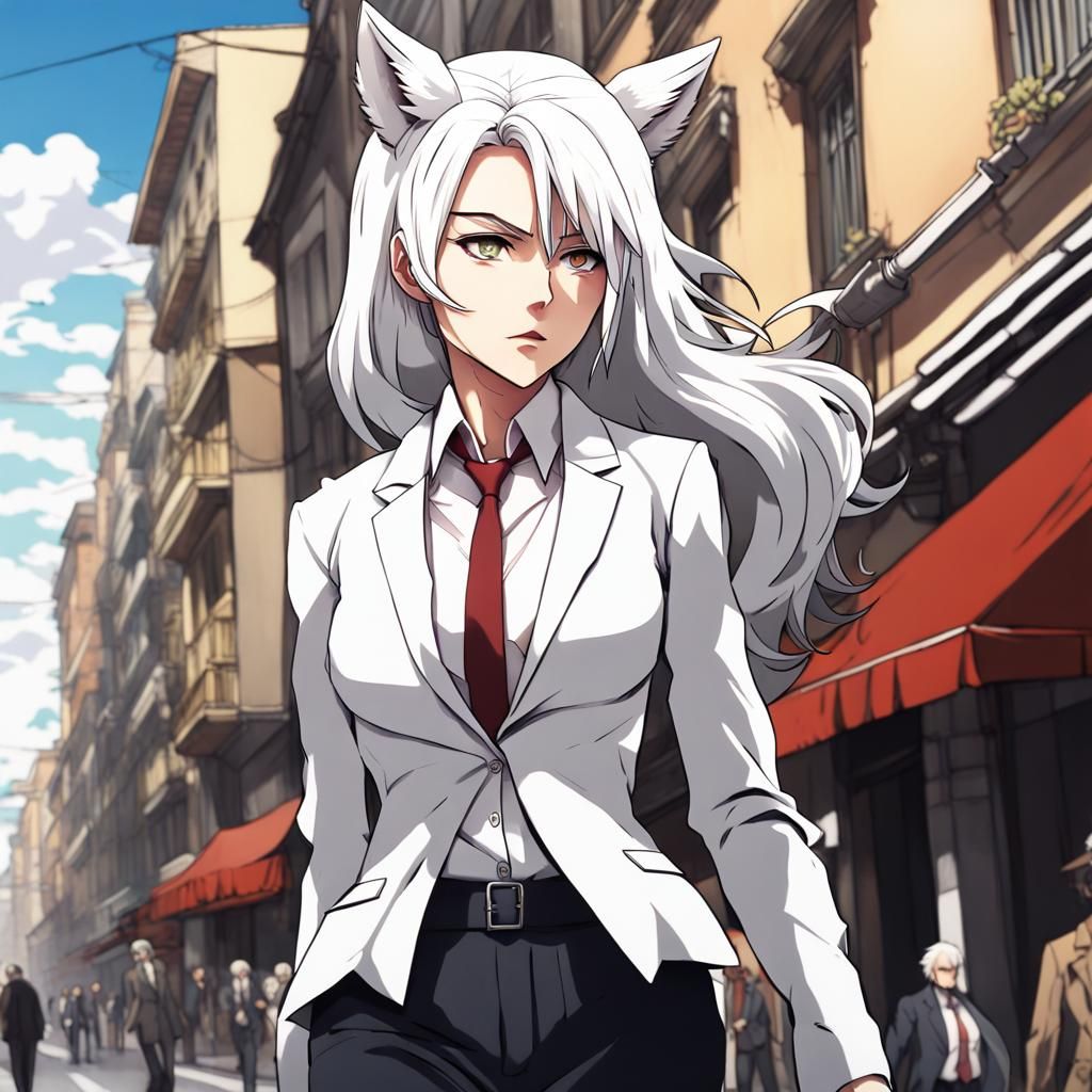 Anime Mafia Boss with Wolf Ears in Italy