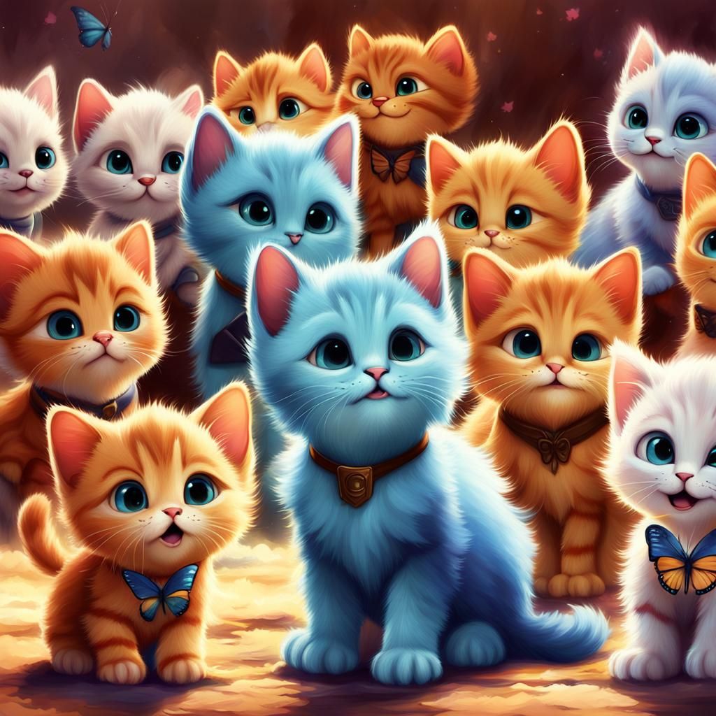 Pixar Kittens and Butterflies Fantasycore Poster Art