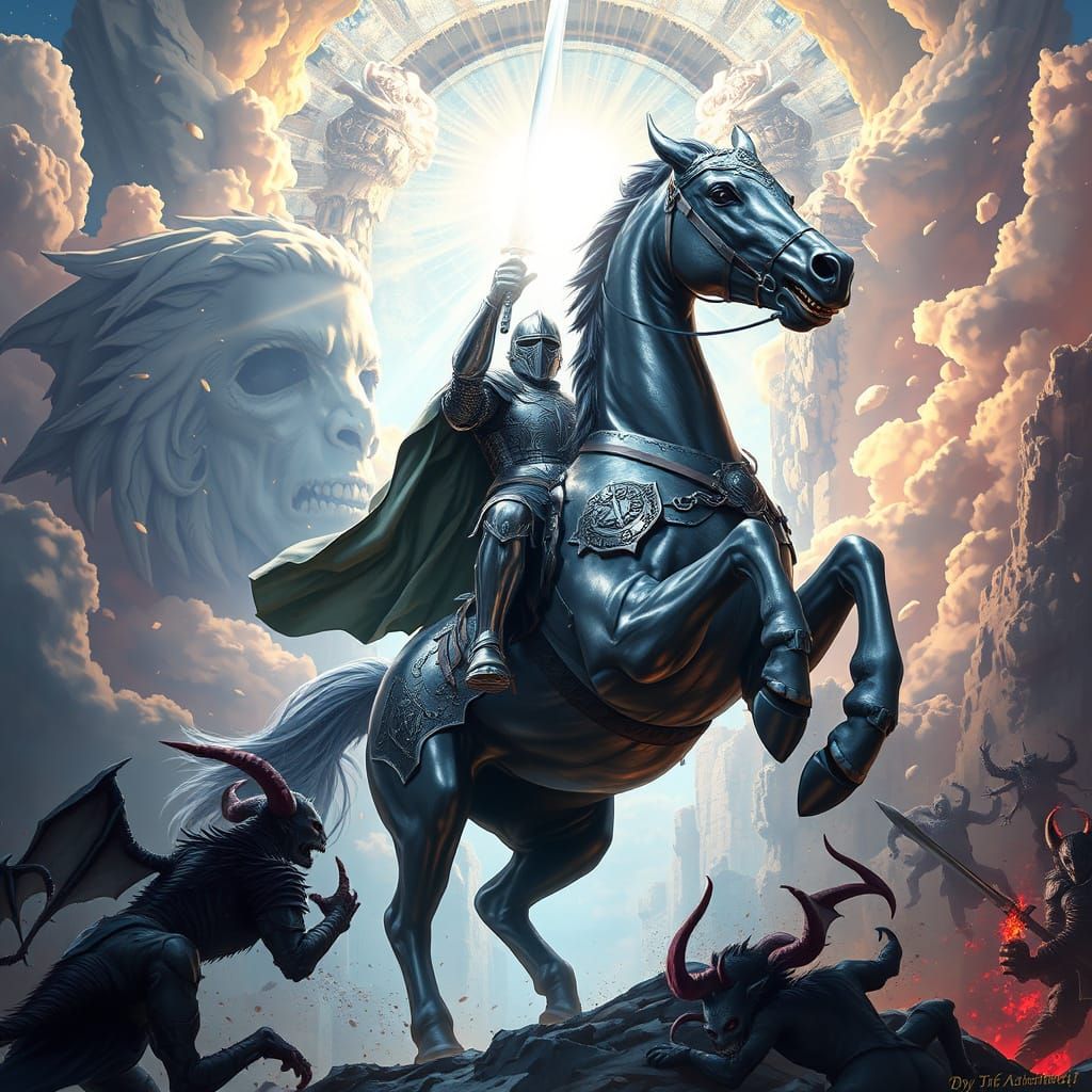 Knight Descending from Heaven to Vanquish Devils