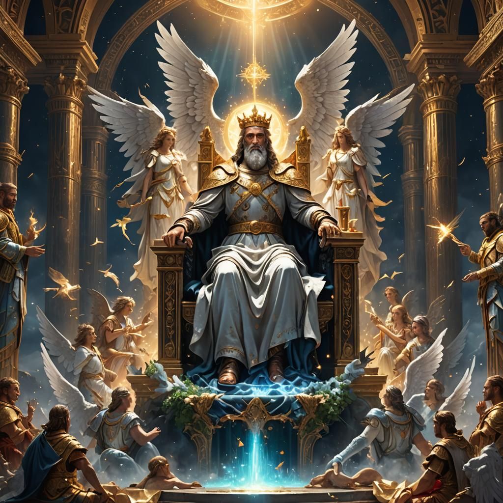 Angelic God on a Radiant Throne: Fantasy Art
