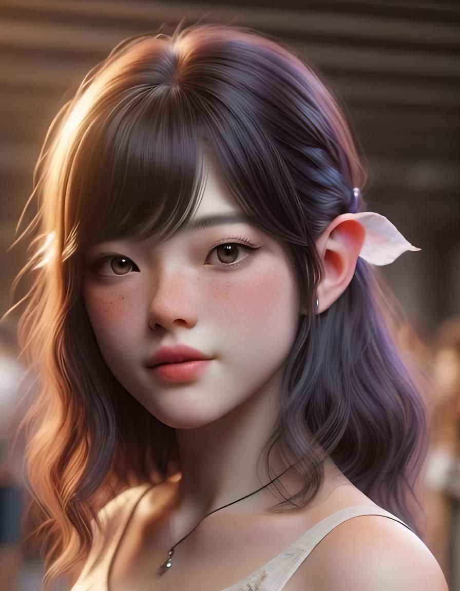 Photorealistic Elf Portrait in Anime Style