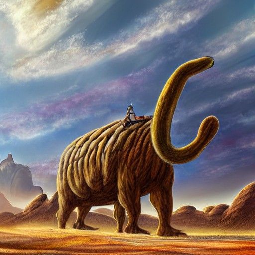 Desert Village Animal with Fantasy Airship
