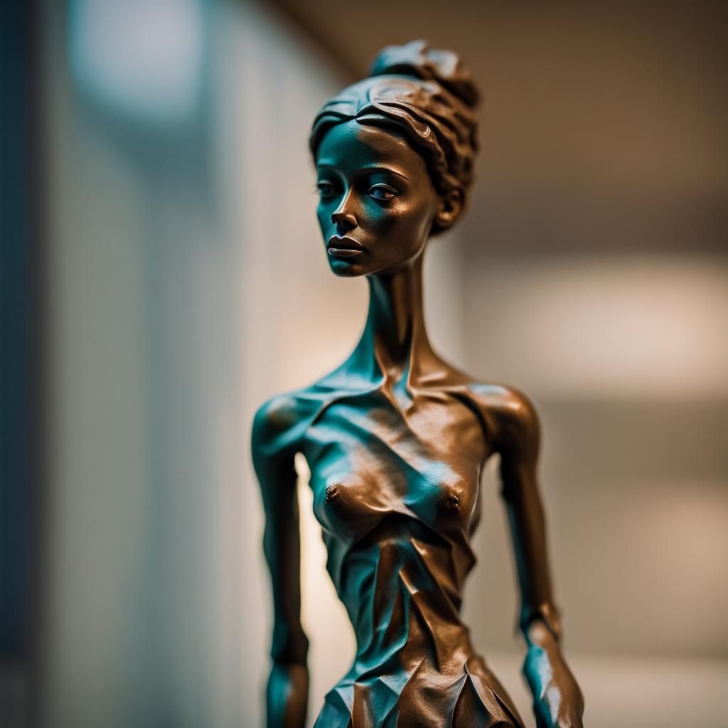 Giacometti-Style Bronze Sculpture of Emaciated Barbie