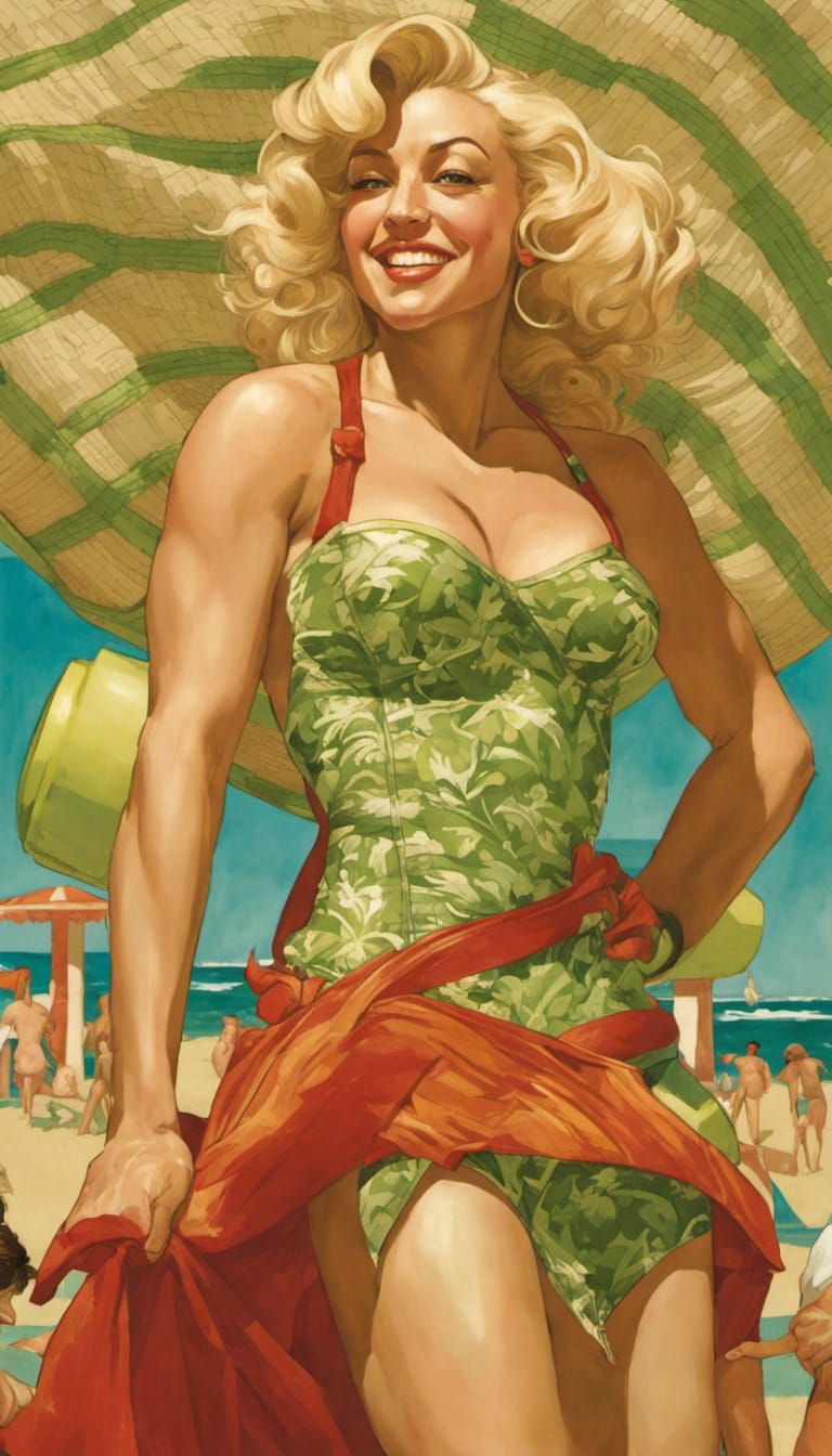 Pin-Up Tatiana Maslany on Muscle Beach