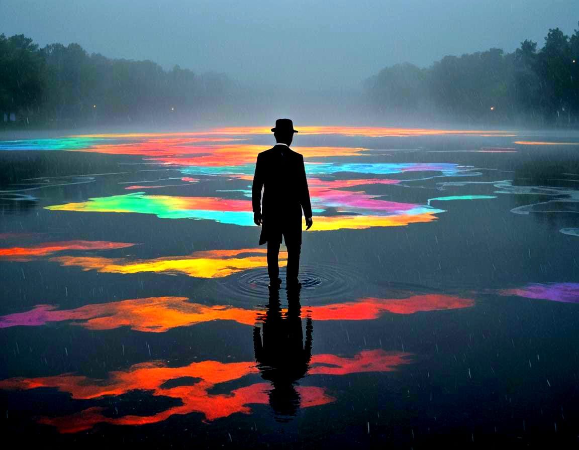 Colorful Non-Newtonian Lake with Chromatic Clouds