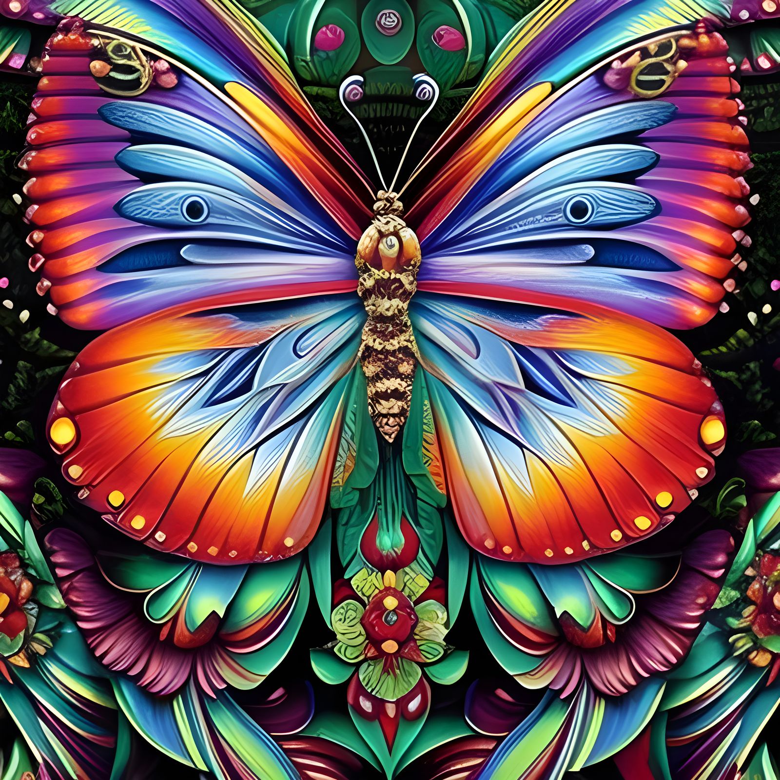 Fantastical Butterfly Painting with Vivid Lighting