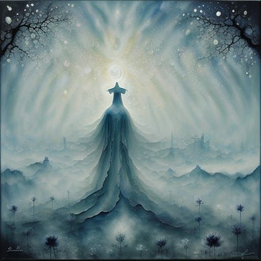 Ethereal Surrealist Figure in Vibrant Dream State