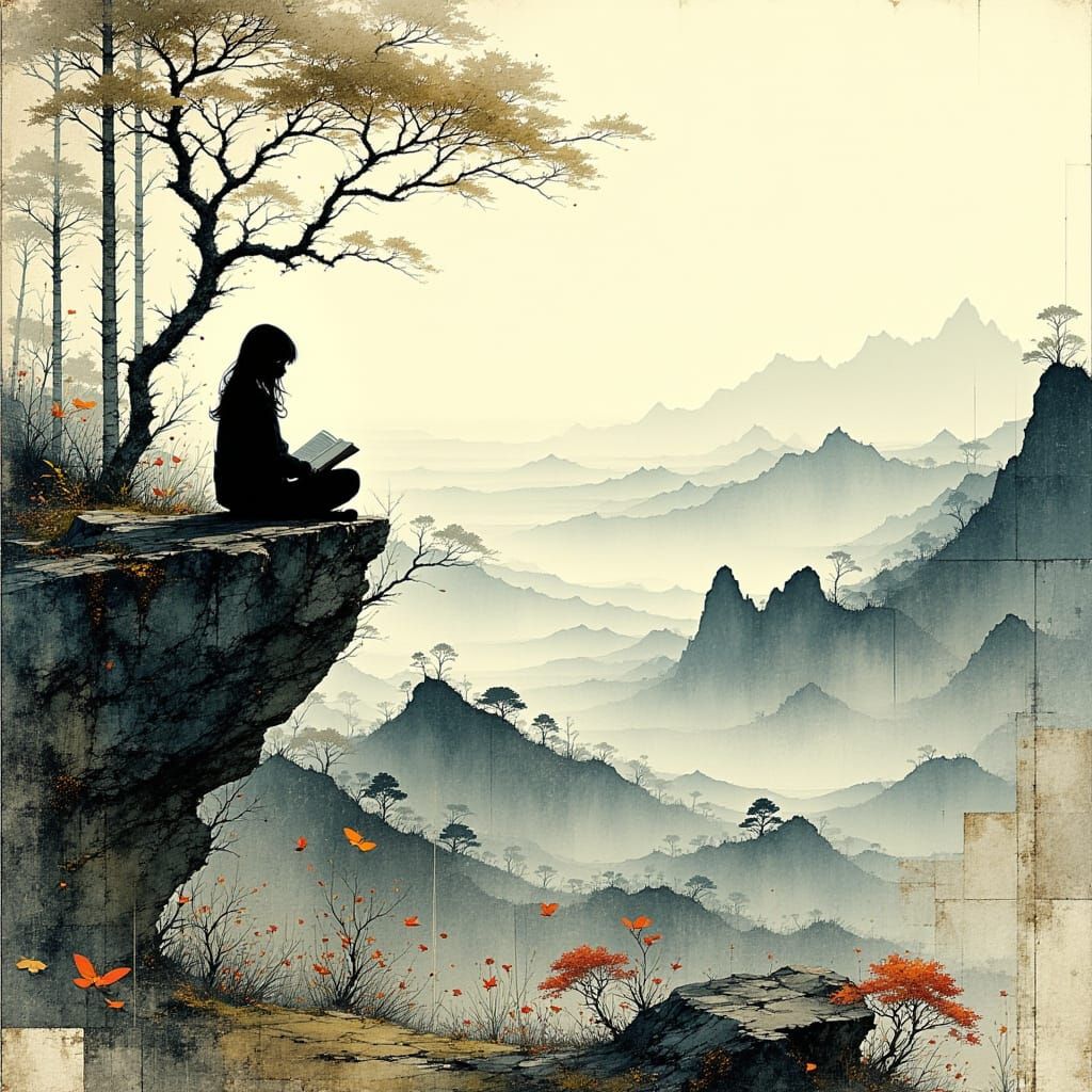 Mystical Valley Contemplation in Abstract Fractal Style