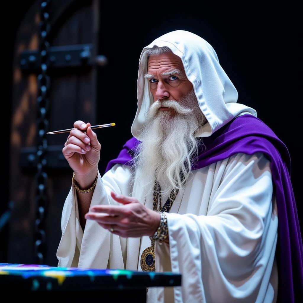Wizard Paints a Fantasy Realm: Cinematic Film Still